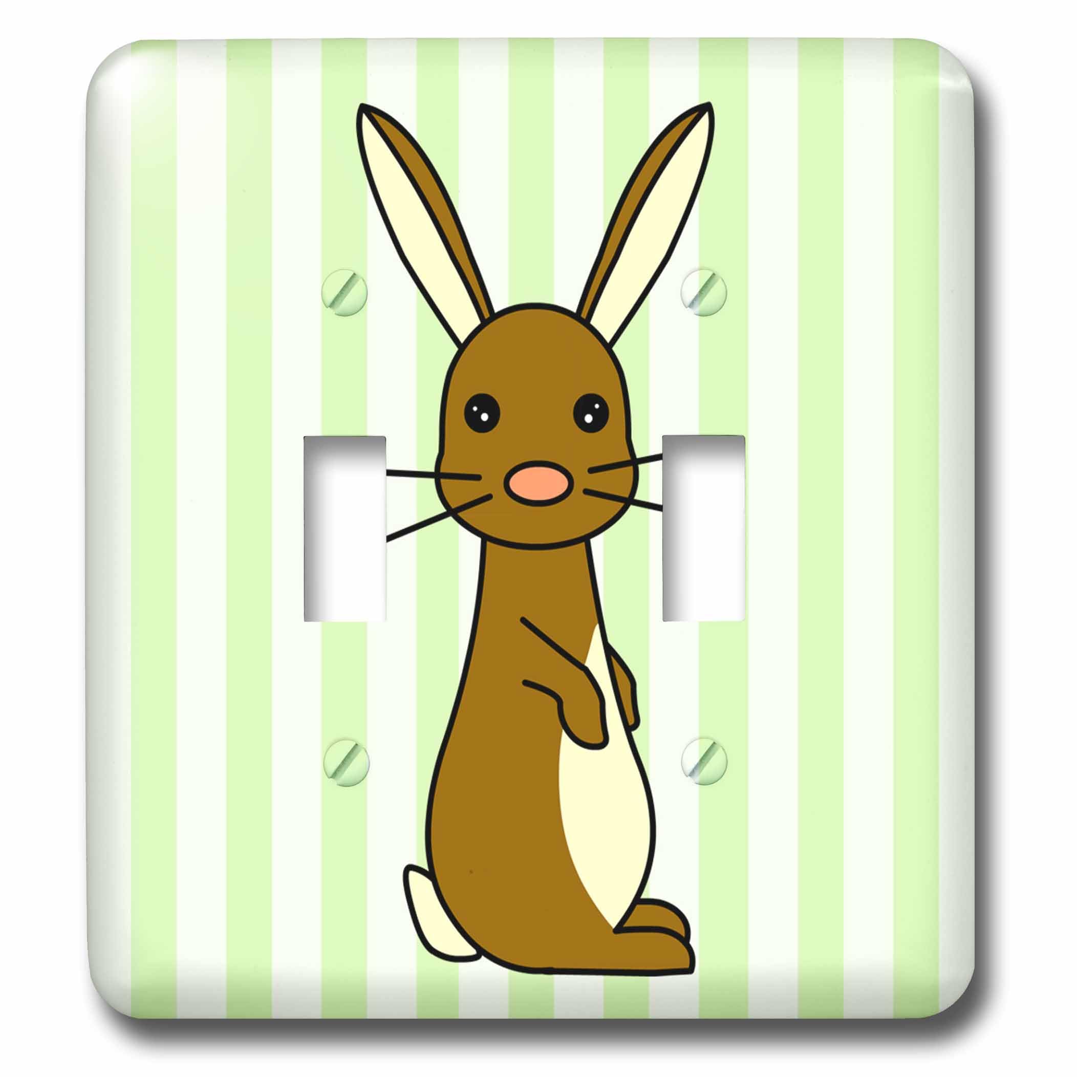Double interrupteur à bascule bébé lapin marron pour remplacer vos plaques ternes