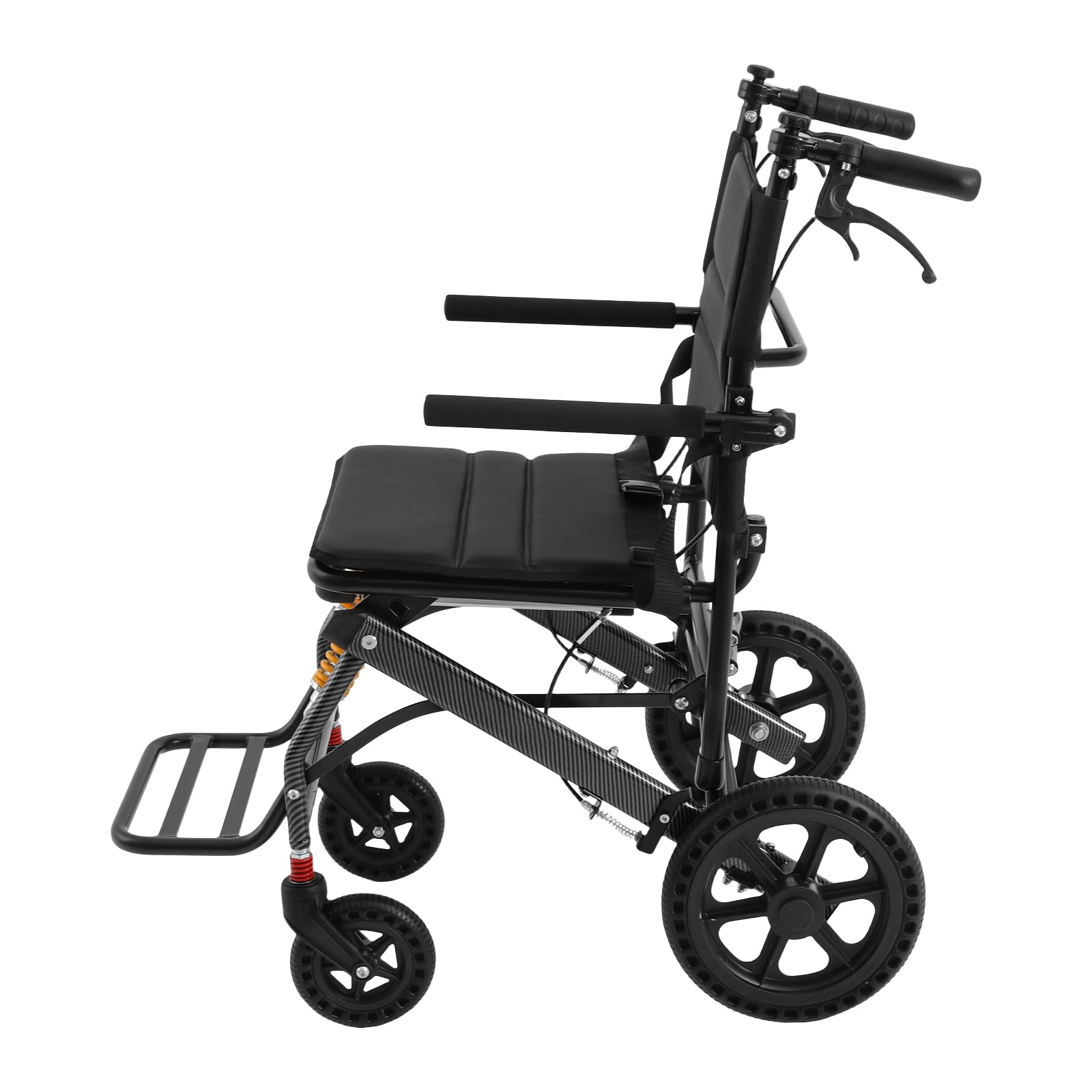 Silla de ruedas ultraligera plegable solo 11,88 kg – Silla de ruedas profesional de transporte y silla de ruedas de viaje con frenos de mano y cinturón de seguridad – hasta 100 kg de carga