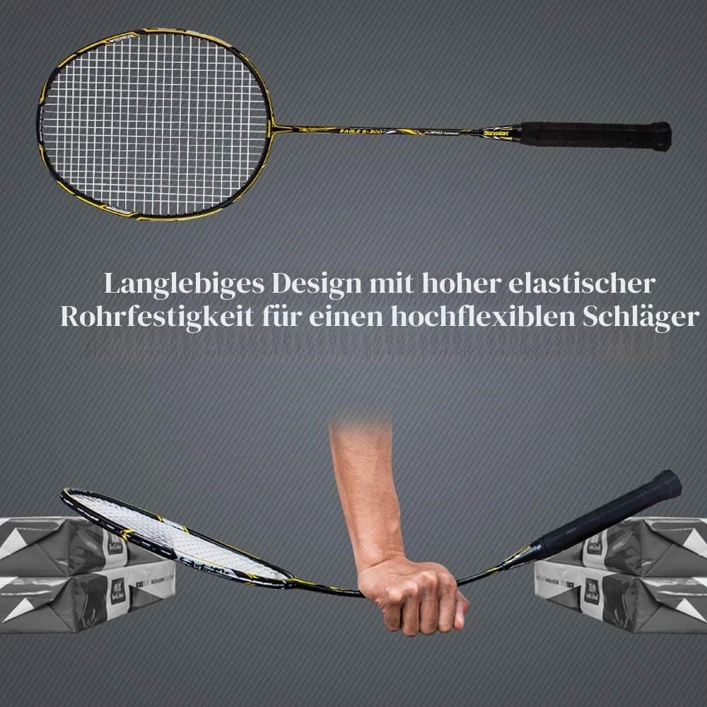 Senston Graphit Badminton Set Badmintonschläger Profi Badminton Schläger mit Schlägertasche und 6 Stück Nylon Federbälle