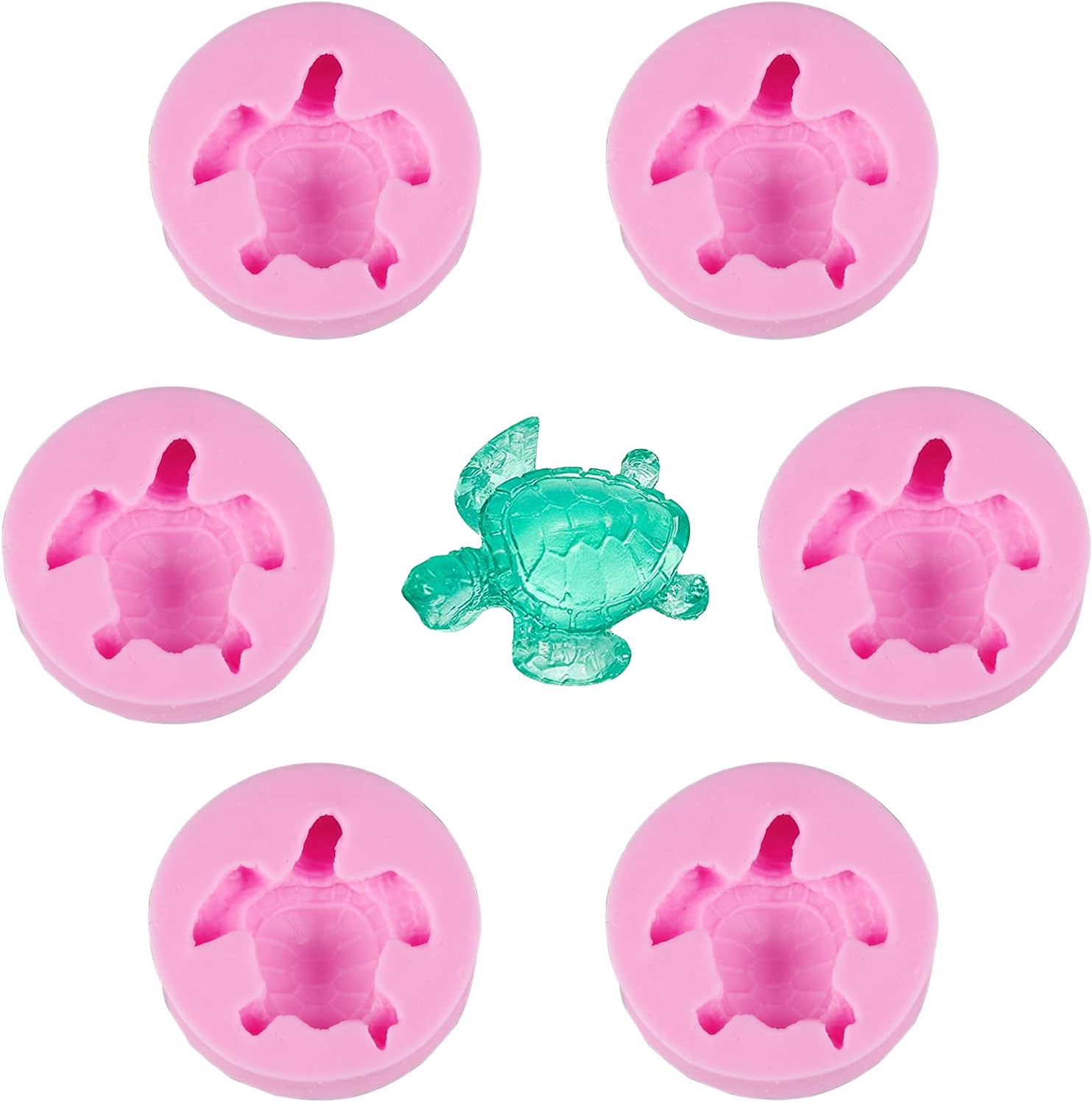 6pcs Sea Turtle Resin Mold Small, 3D Animal Silicone Molds for Casting, Tortoise Making Mold for DIY Resin and Plaster Casting,Cake,Chocolate,Soap,Polymer Clay Decoration Tools (pink)