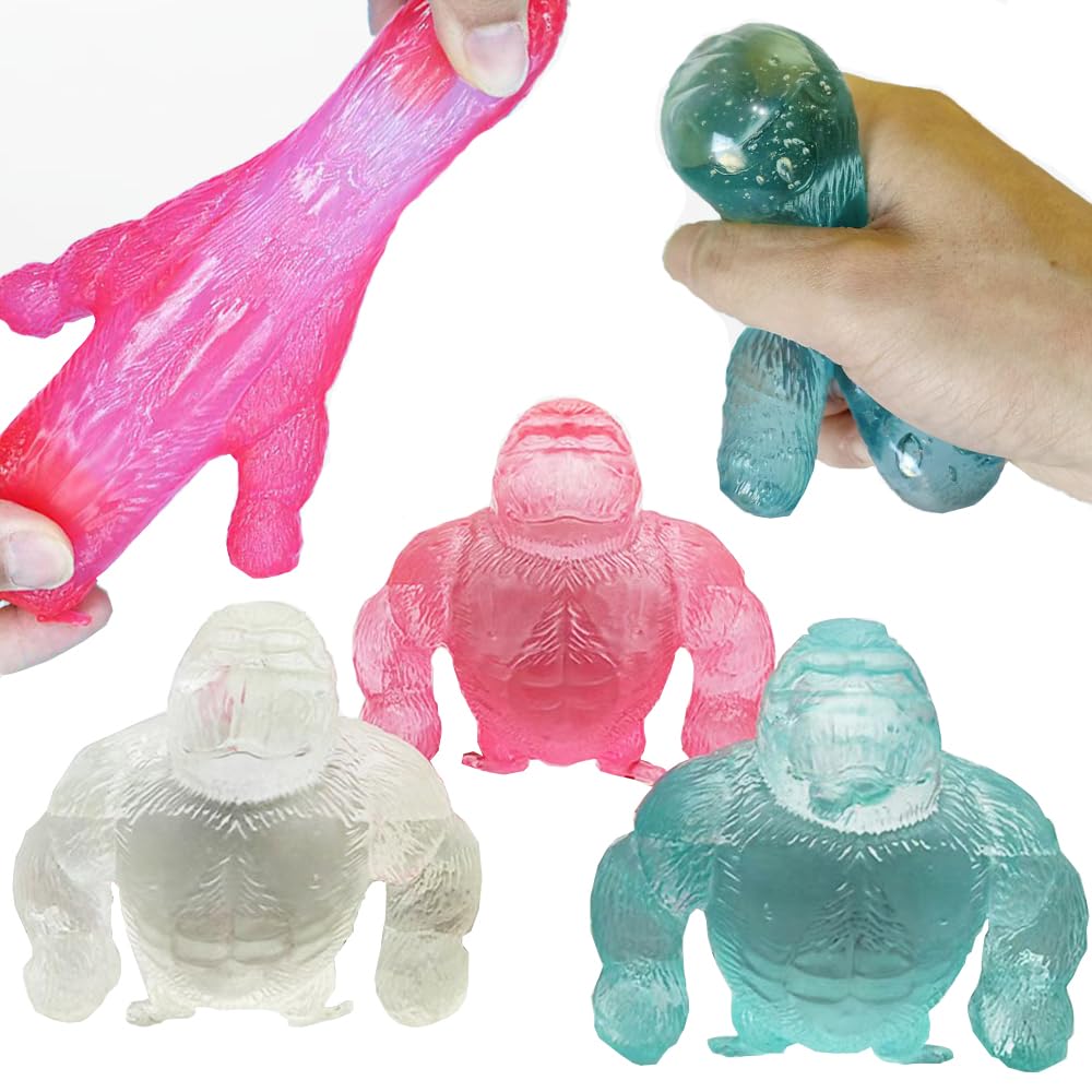 3 Pack Monkey Squishy Slow Rising Stress Balls,Malt Sugar Balls Sensory Fidget Toys for Anxiety Relief,Fidget Squeeze Ball with Thick Substance, Hand Sensory Toy for Relaxation, Fidgets for Classroom
