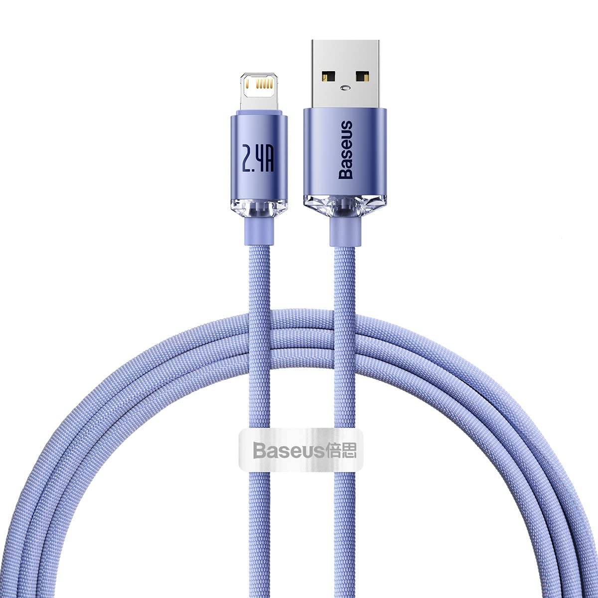 Baseus Crystal Shine, 2.4 A USB-A & Lightning Data & Charge Cable, 1.2 Meters, Purple, ‎CAJY00005