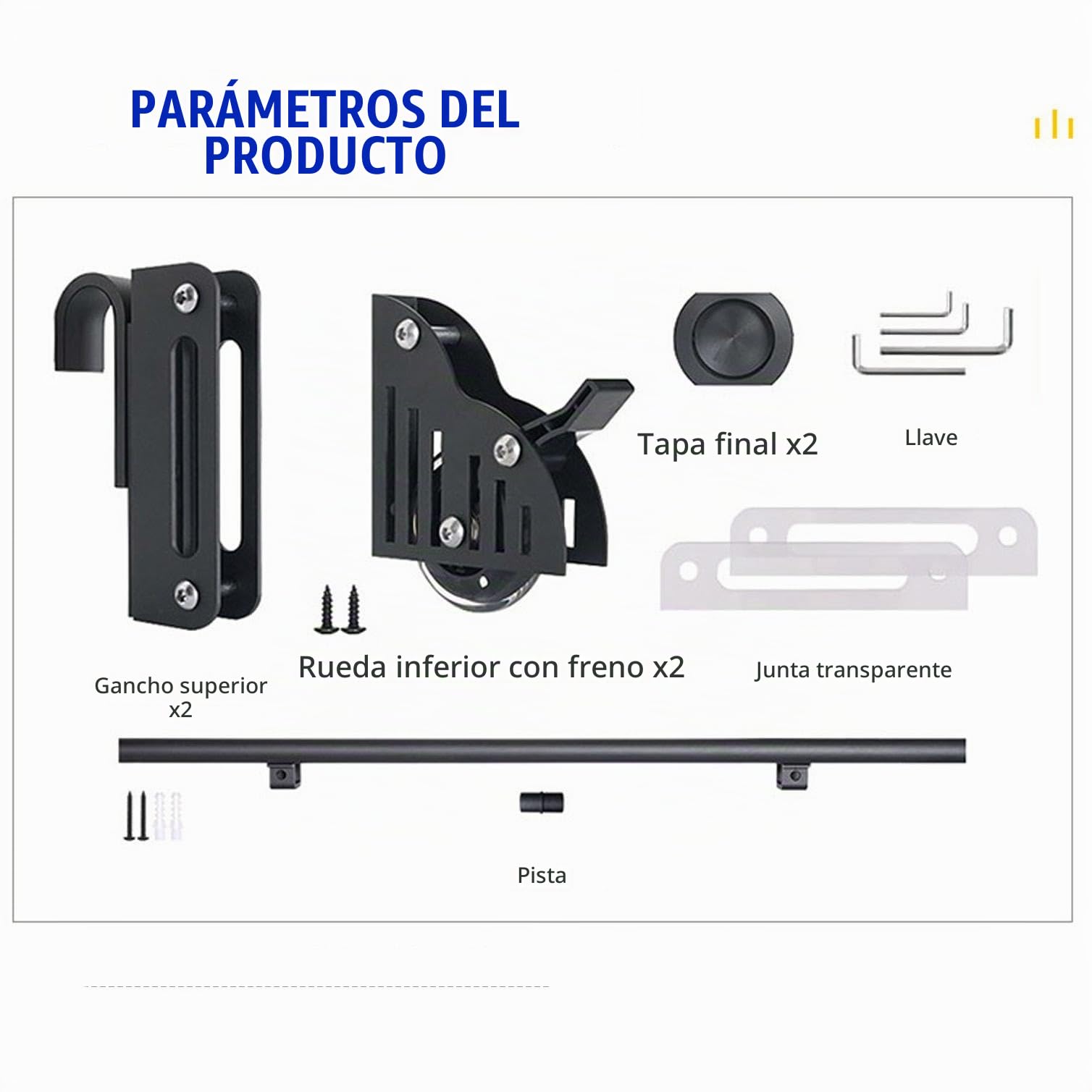Gancho telescópico en hardware de escalera de biblioteca deslizante, incluye rueda inferior con freno, carga máxima 300 libras,100CM Track Kit