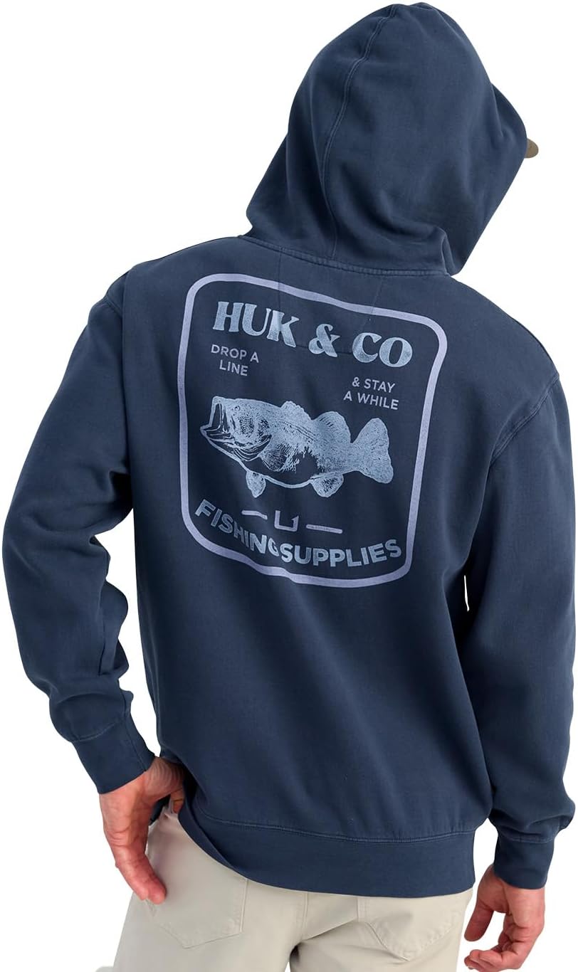 HUK Men's Cotton Fleece Hoodie, Soft, Warm, Comfortable Hooded Sweatshirt Pullover