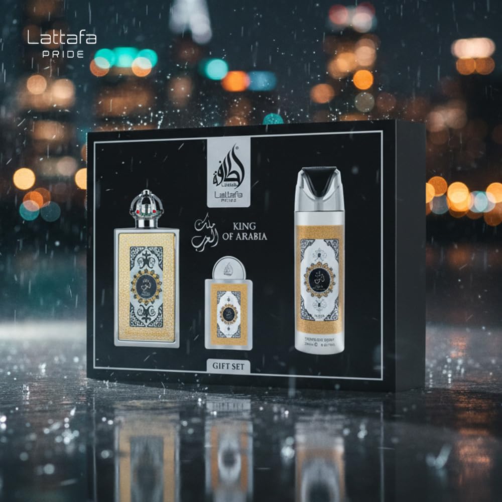 Lattafa King of Arabia Gift Set Eau de Parfum - 100 ml + 20 ml + 200 ml Deodorante