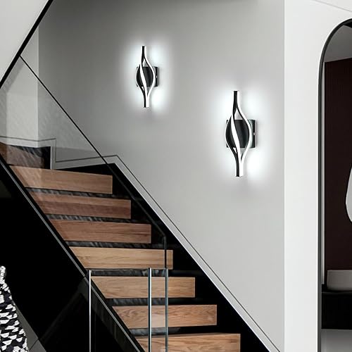 Vista 39 de DELIPOP Apliques de pared, moderno aplique de pared LED en espiral, 6500 K, luz blanca fría para interiores, lámpara de pared LED acrílica
