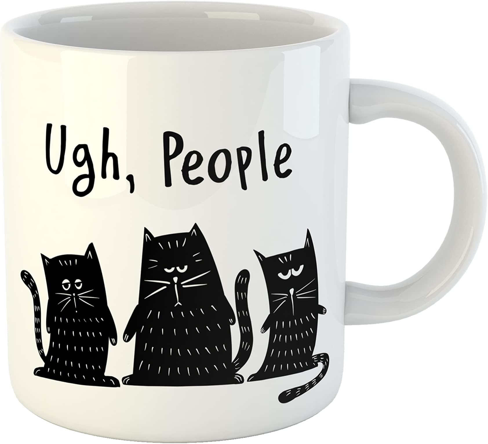Ugh People Ceramic Cat Coffee Mug (White)