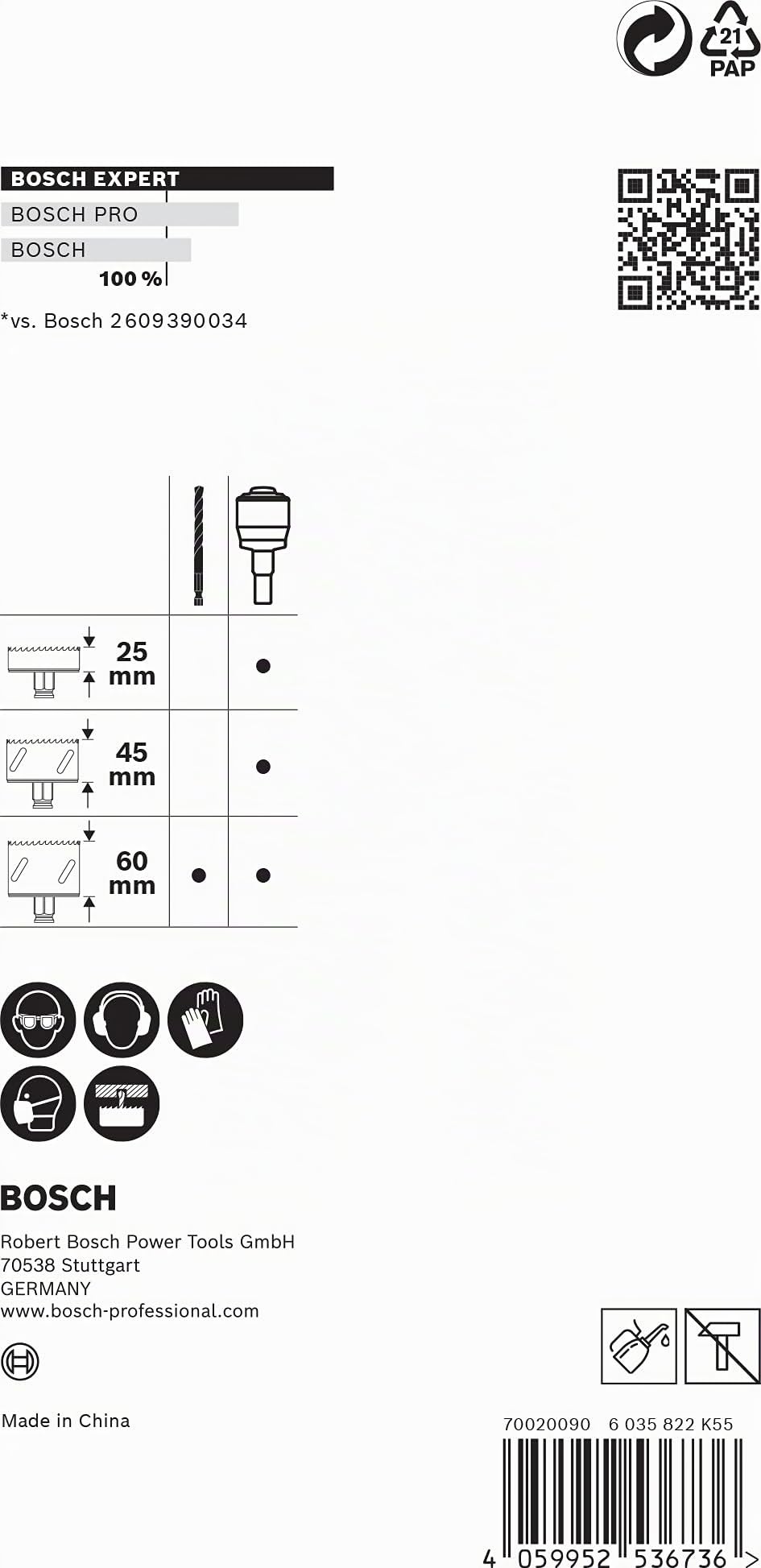 Bosch Professional 1x Adattatori per sistema di Seghe a Tazza Expert Power Change Plus (Ø 7.15 mm, Accessorio per Sega a Tazza)