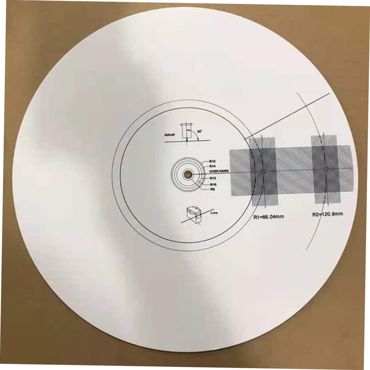 Calibrador de Discos de Vinilo para Tocadiscos, Regla de Ajuste | Acrílico Blanco, Alta Precisión y Detección de Velocidad, Antideslizante Ajuste de Ángulo