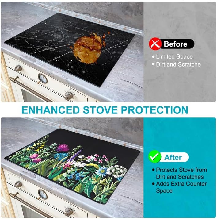 Miniatura 2 de Cubierta superior para estufa eléctrica (28.5 x 20.5 pulgadas), cubierta antideslizante resistente al calor, protector multiusos para