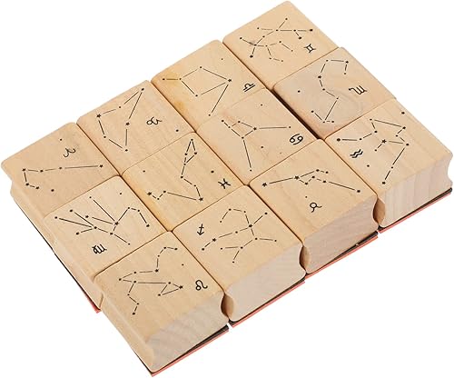 Didiseaon 12 sellos de constelación, adornos de decoración vintage para manualidades, sellos florales, juego de sellos vintage, álbumes de recortes,