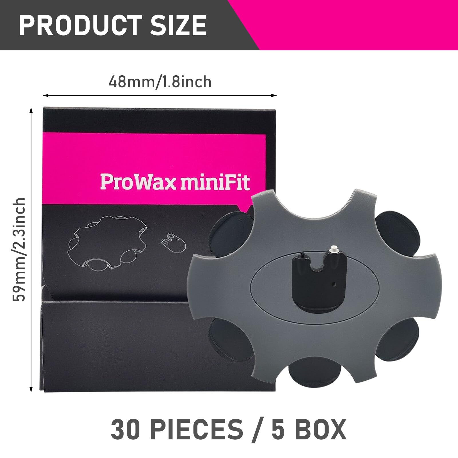 ProWax MiniFit Filtro Cerumen per apparecchi acustici ProWax MiniFit Filtro di protezione della cera compatibile con Oticon, Bernafon e Auditio Apparecchi acustici, 6 strumenti e 6 filtri (5 Pack/30