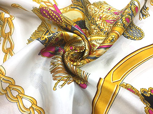 YOUR SMILE Silk Like Scarf Women's Fashion Pattern Large Square Satin Headscarf Headdress - Image 4