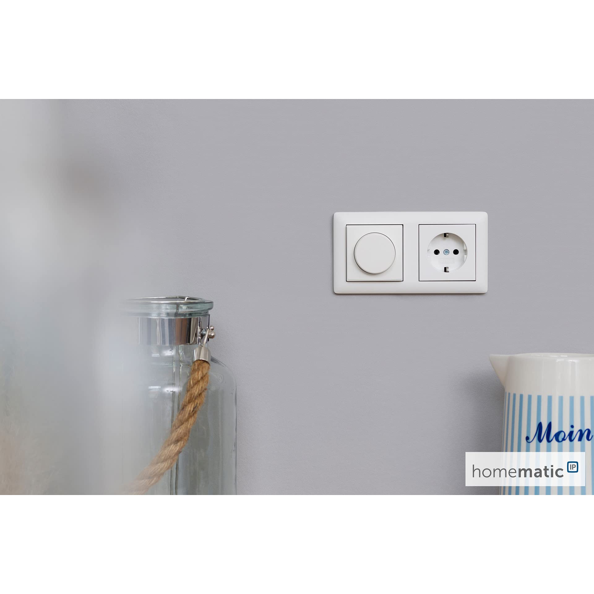 Homematic IP Smart Home 154888A0 - Interruptor Giratorio para Atenuación Con Regulador de Intensidad, Universal, Inalámbrico