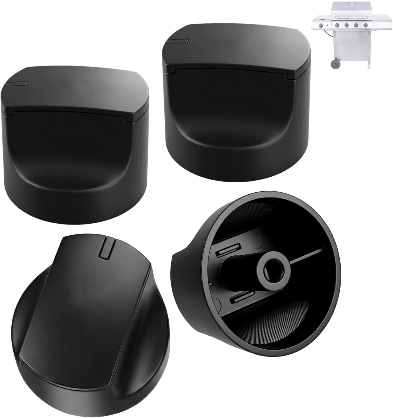 4-Pack Grill Control Knobs for Charbroil Replacement Parts, Grill Knob Replacement Parts for Charbroil Performance Series 2-6 Burner Grill Replacement Accessories, Black