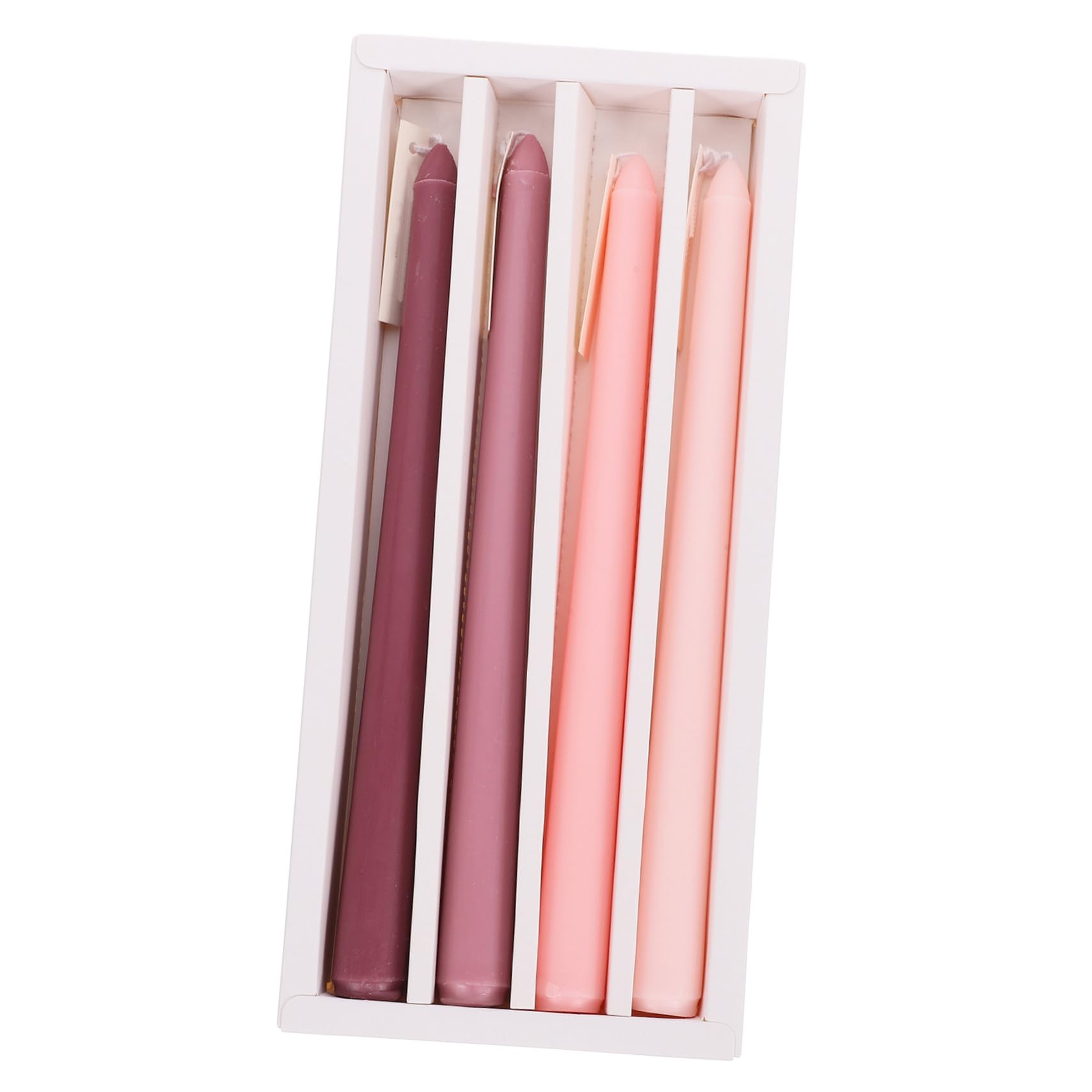 Candele Profumate a Palo lungo Decorate per Matrimoni, Luce Decorativa Romantica per Sala da Pranzo, Paraffina senza Fumo, Set da 4 Pezzi, Fragranza Rosa Morbida