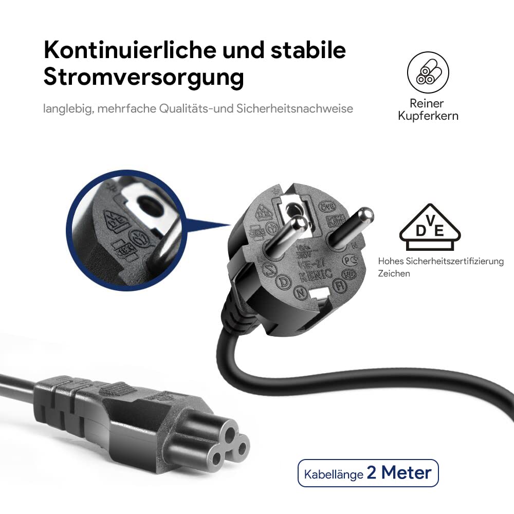 Kleeblatt-Stecker C5 für Netzteile HP Compaq IBM Siemens Samsung Acer Lenovo eBa Kleeblatt-Stecker C5 für Netzteile HP Compaq IBM Siemens Samsung Acer Lenovo eBa