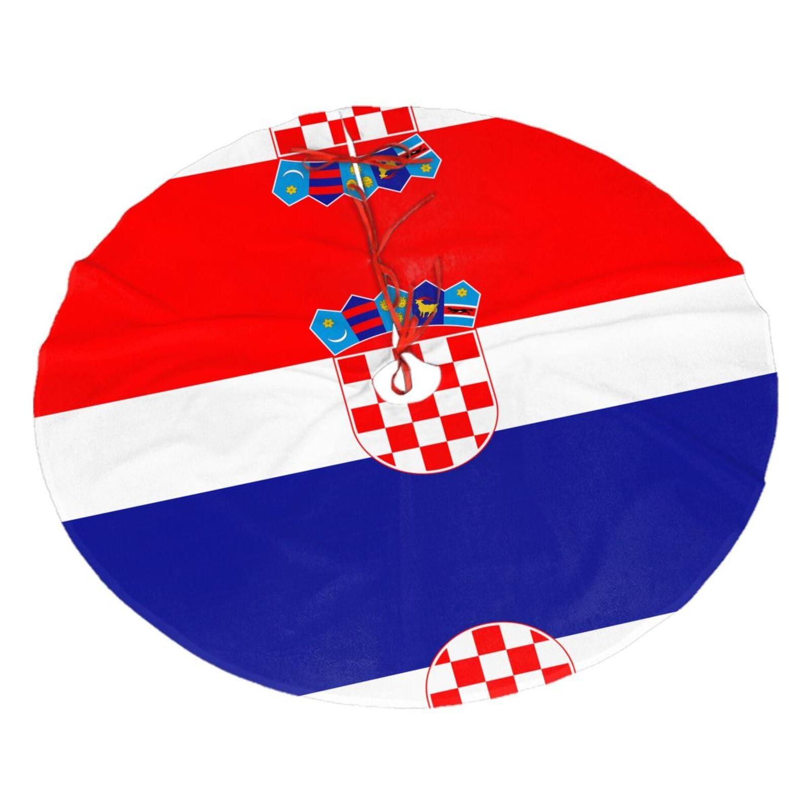 Republic of Croatia Flag Printed Christmas Tree Skirt Christmas Plush Tree Skirt 48 inches (About 112.2 cm) Christmas