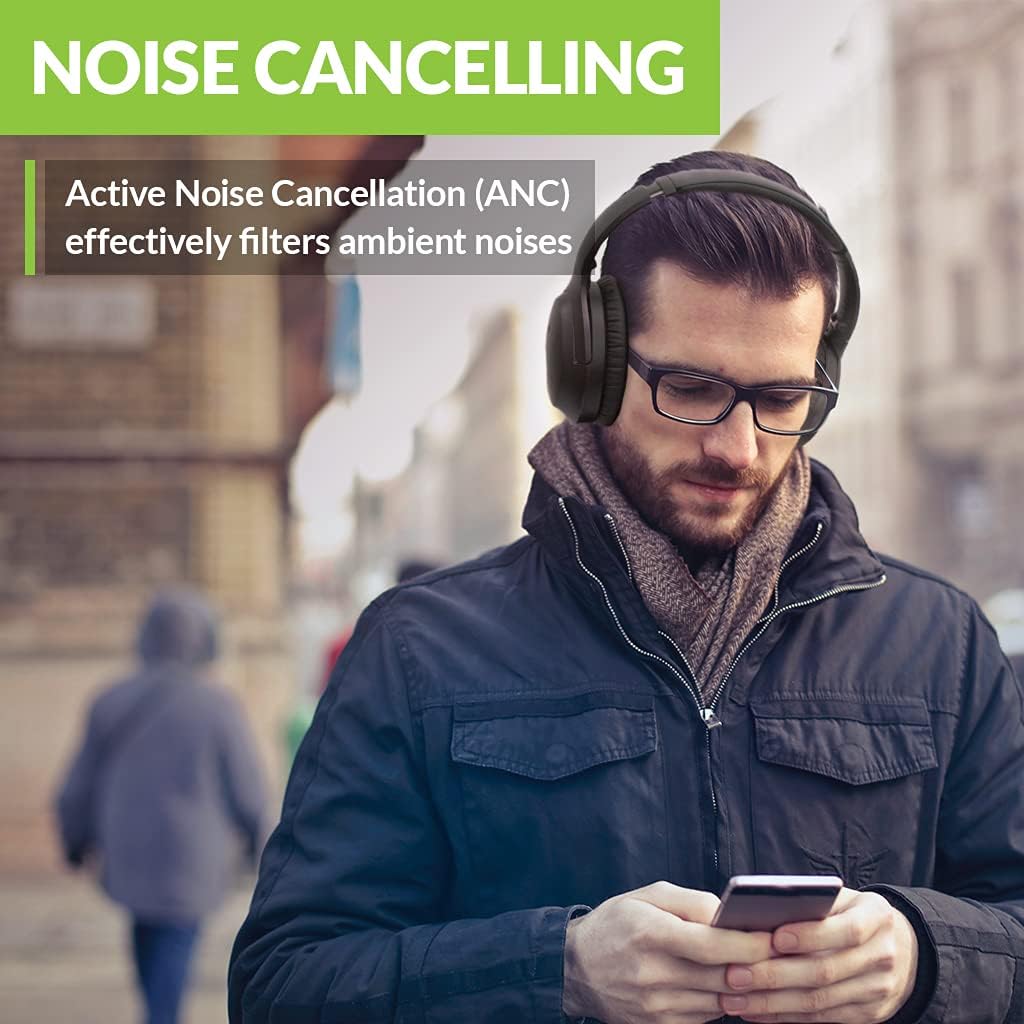 Avantree Aria 90B Bluetooth 5.0 Noise Cancelling Headphones with Microphone & USB Adapter for PC Computer Laptop Mobile Phones, 35Hrs Comfortable Wireless Headset for Music & Calls, Work from Home