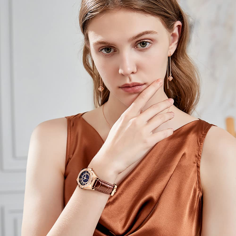SHENGKE SK Orologio da donna facile da leggere con numeri arabi cristallo diamante orologio vestito da donna resistente all'acqua