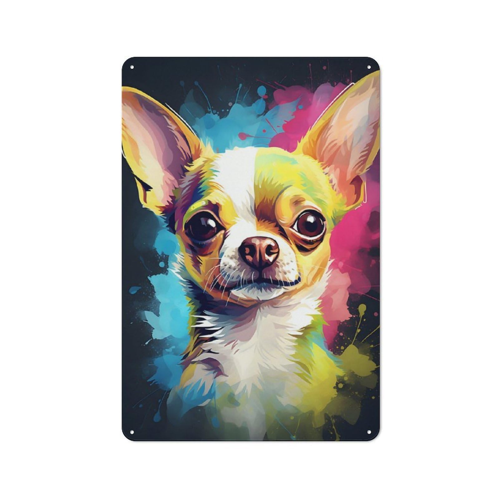 Junmoney Cute Watercolor Chihuahua Retro Metal Sign 30X20cm For Garage Wall, For Home Interiors And Metal Sign Collectors