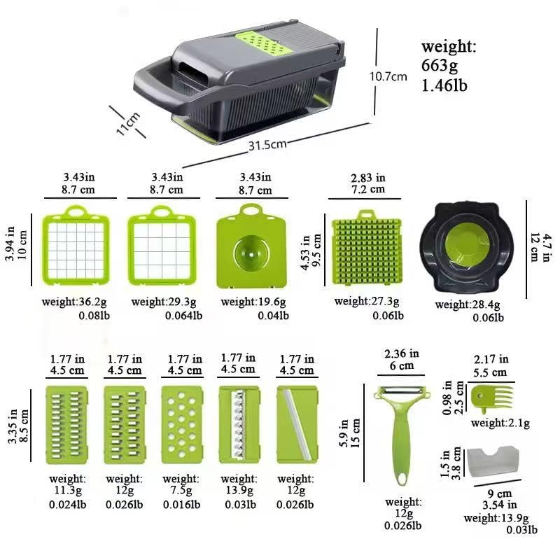 Set cortador multifuncional 16-en-1 para verduras miniatura 4