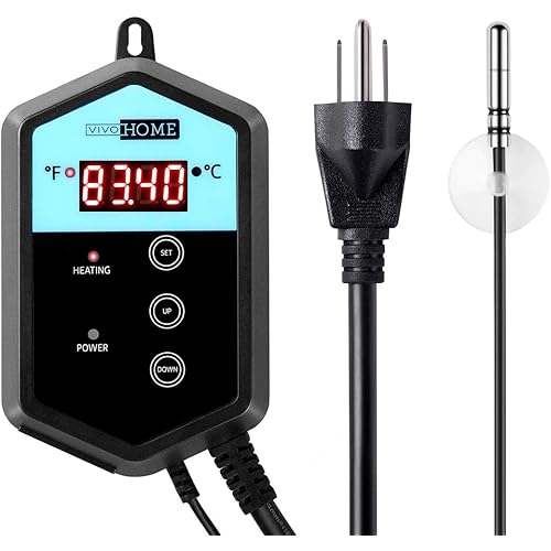 VIVOHOME 40-108°F Temperature Digital LED Heat Mat Thermostat Controller for Seed Germination Reptiles and Brewing