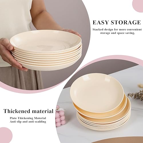 Miniatura 6 de Juego de 8 platos de plástico de 7.8 pulgadas, platos reutilizables irrompibles para todos los propósitos y todas las edades, aptos para microondas