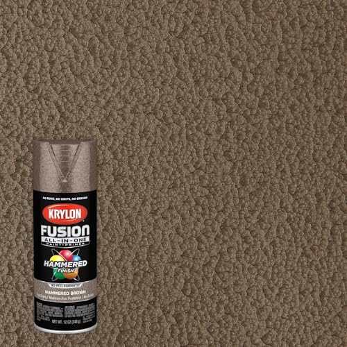 Image of Krylon Fusion All-In-One Adhesive Hammered Finish Spray Paint for Indoor /Outdoor Use, 12 oz, Brown