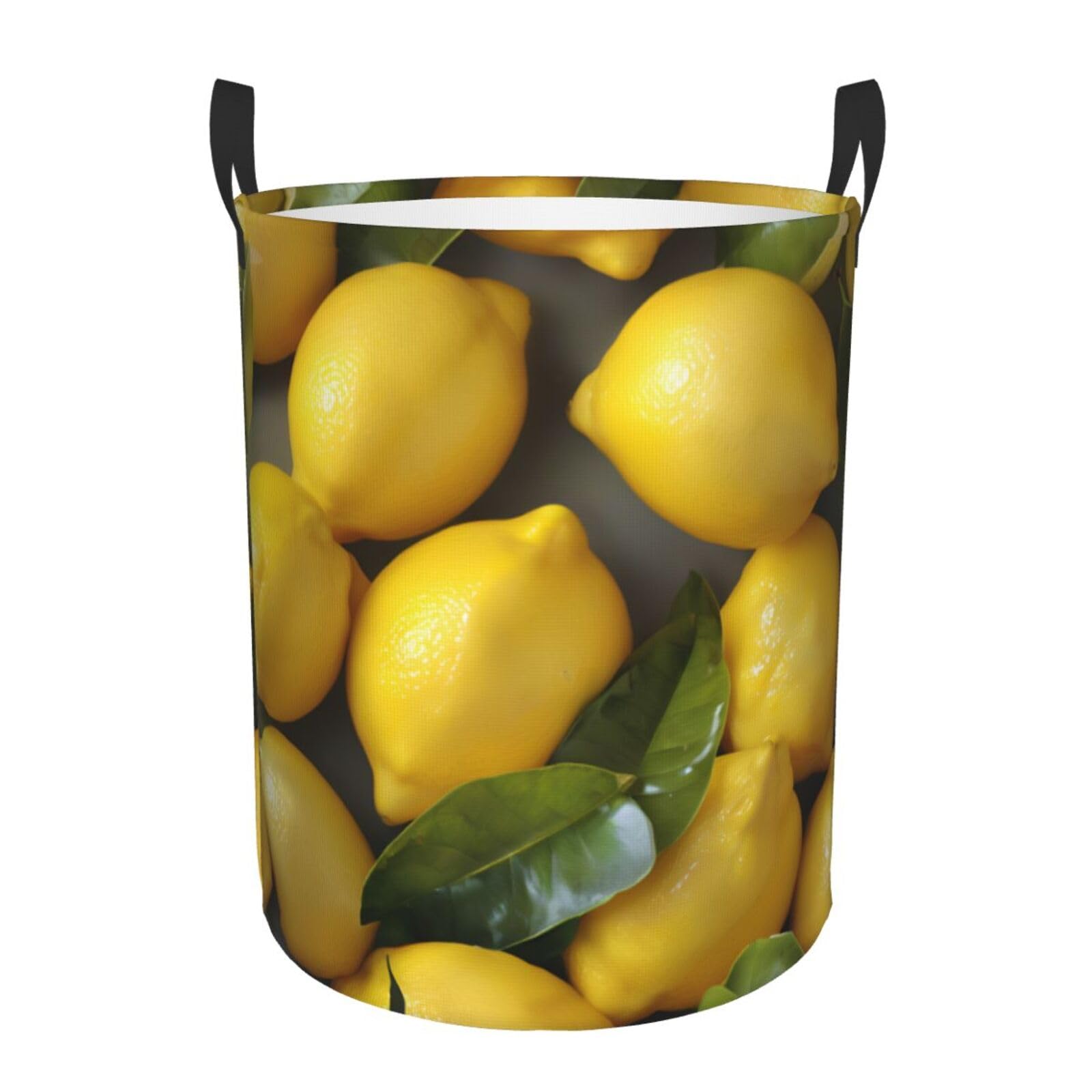 Panier à linge jaune avec poignées pour ranger les jouets du salon