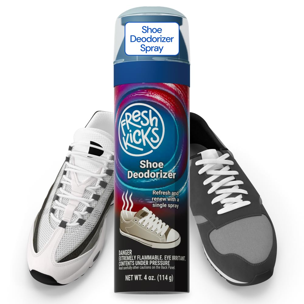 Desodorante en aerosol para zapatos Fresh Kicks, 113 g: elimina al instante el olor y el sudor del calzado de uso diario. Se seca rápidamente, no deja residuos, es suave con cuero, lona y malla. Desodorante en aerosol de larga duración.