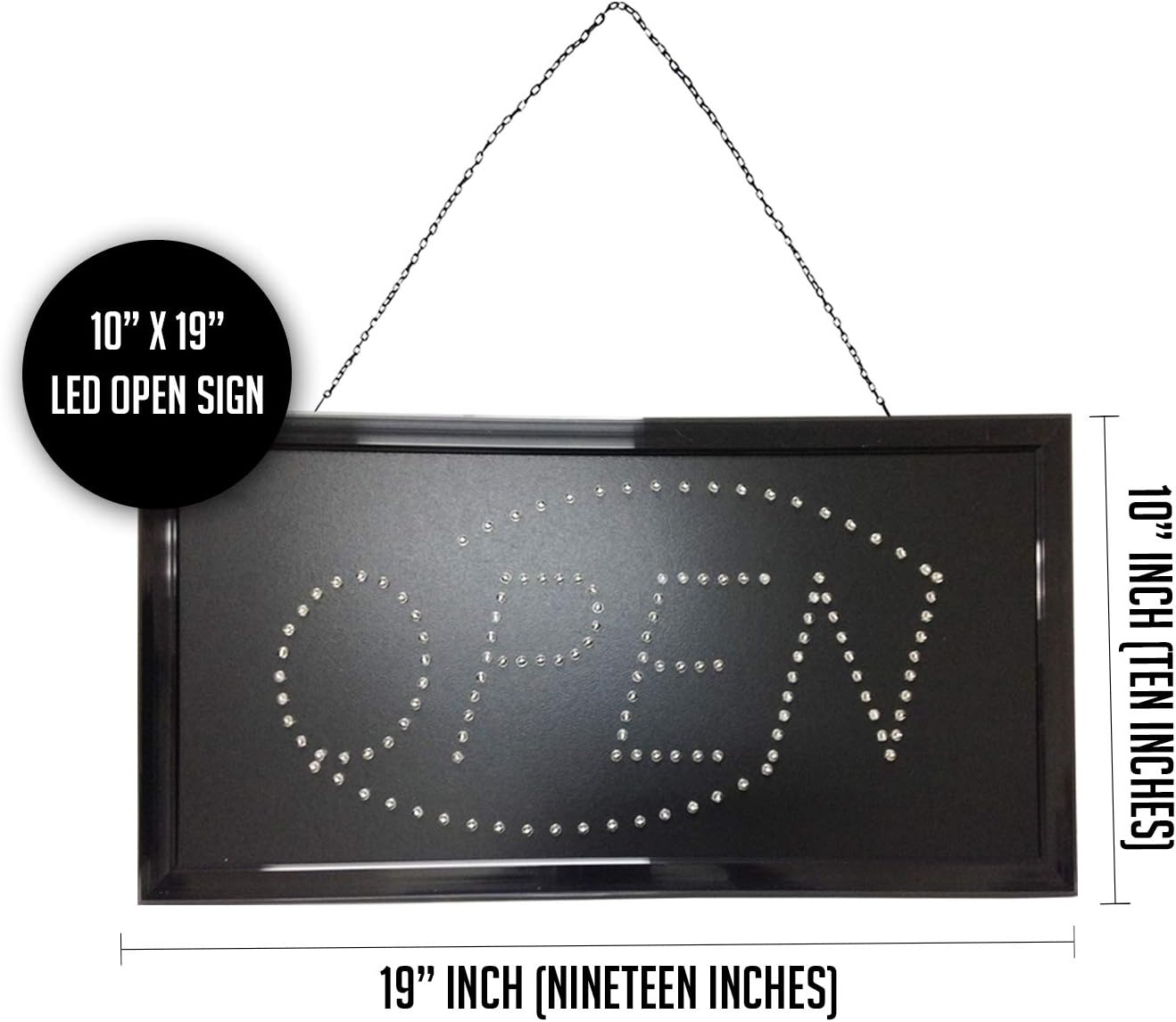 Open Led Neon Business Motion Light Sign. On/Off with Chain 19 * 10 * 1 L30