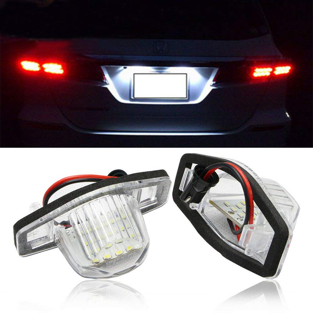 IDIYA New Car Full LED License Number Plate Light Tag Lamp White Bulbs Compatible with Crosstour CR-V CRV HR-V HRV Fit FR-V FRV FAV Insight Jazz Odyssey Stream Logo (2 Pack)