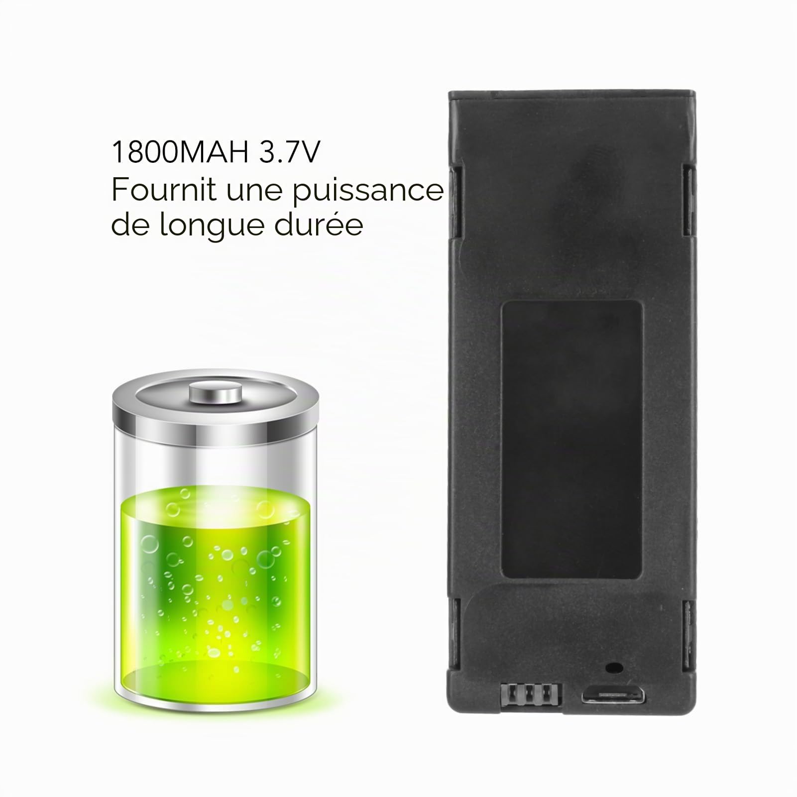 3PCS Drone Lithium Batterie de Remplacement, 1800MAH 3.7V Batterie Quadricoptère Rechargeable Haute Capacité pour E88 E88Pro E100 E99 K3 K6 E89 P1 P4 P5 RC Drone
