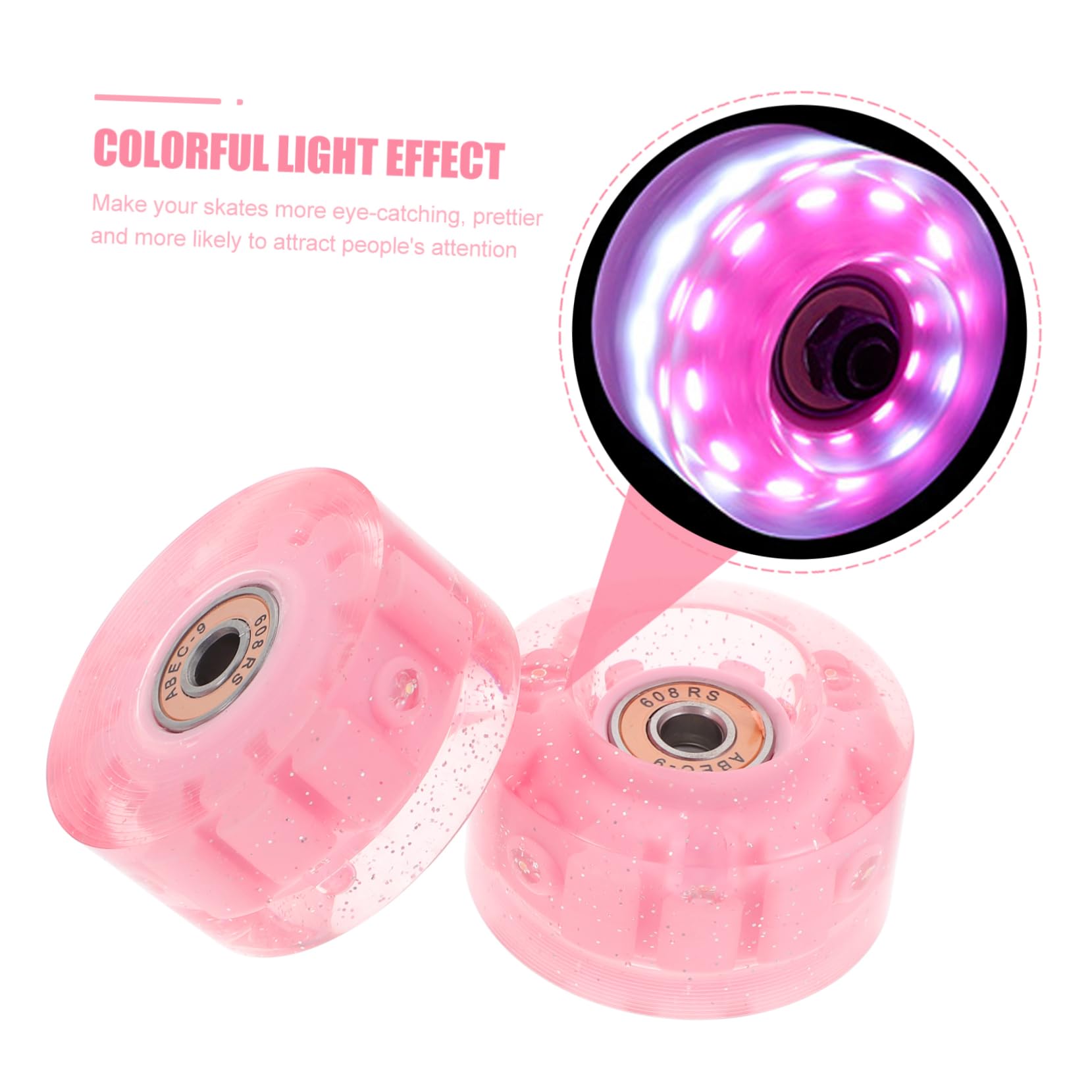 Ruedas de Patines Luces de Repuesto Pu Rosa 8 Piezas