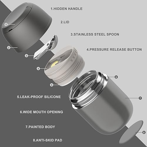 Miniatura 2 de Recipientes de almuerzo aislados de 17 onzas tarro de comida caliente termo de boca ancha para alimentos calientes para niños y adultos termo de