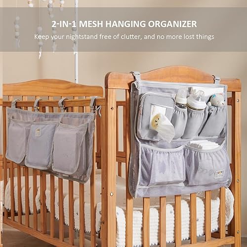 Miniatura 2 de SUNVENO Organizador de pañales para cambiador, apilador de pañales de malla para cunas, organizador de pañales para cunas, organizador de pañales