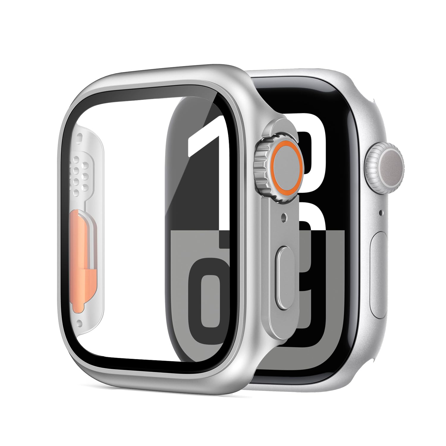 Case for Apple Watch Screen Protector 44mm 40mm 46mm 42mm 41mm 45mm 42mm 38mm,PC Hard Face Cover Tempered Glass+Bumper for iWatch Series 10 9 8 7 6 5