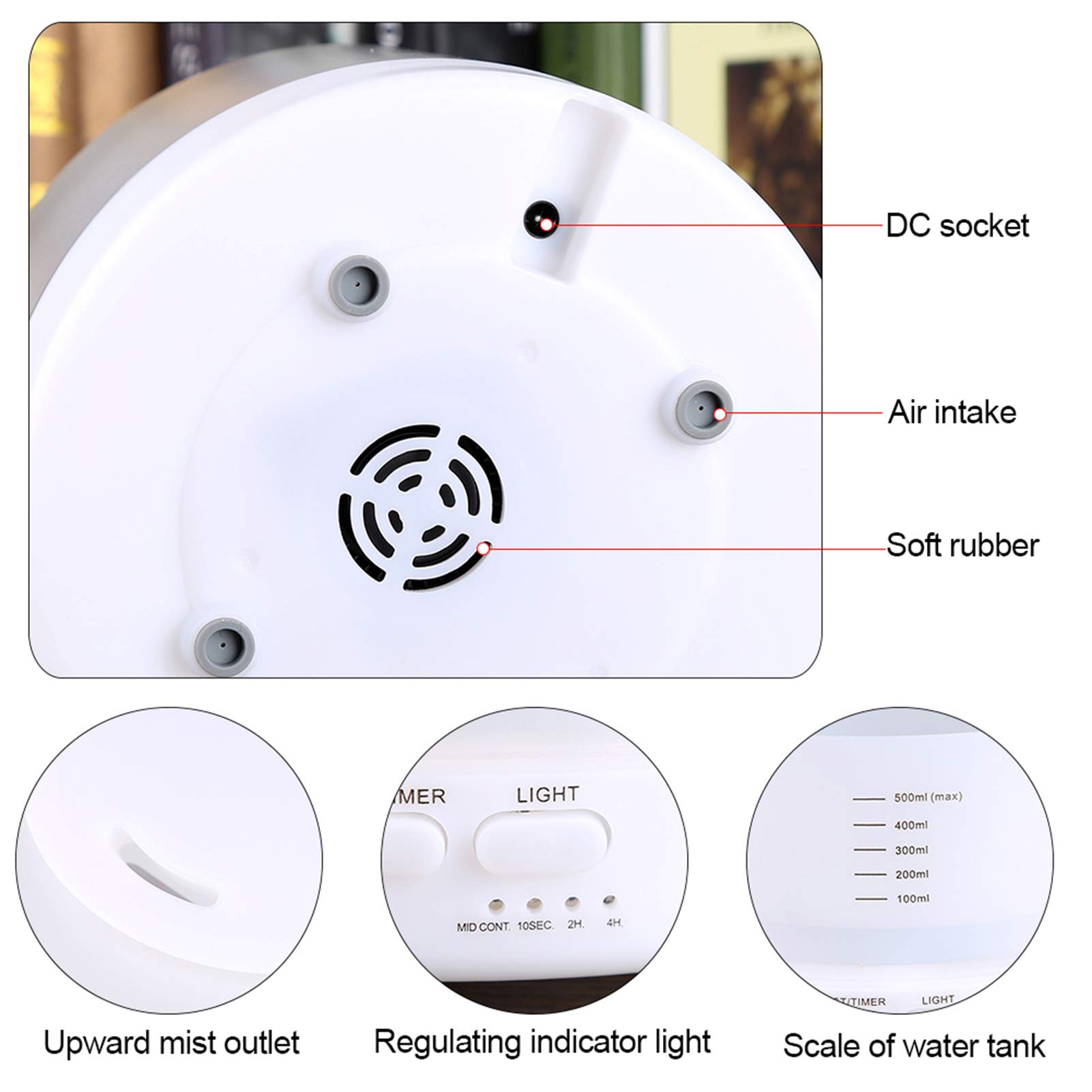 Remote Control 500ML Umidificatore ad ultrasuoni Diffusore di aromi a 7 luci a LED a colori(EU)