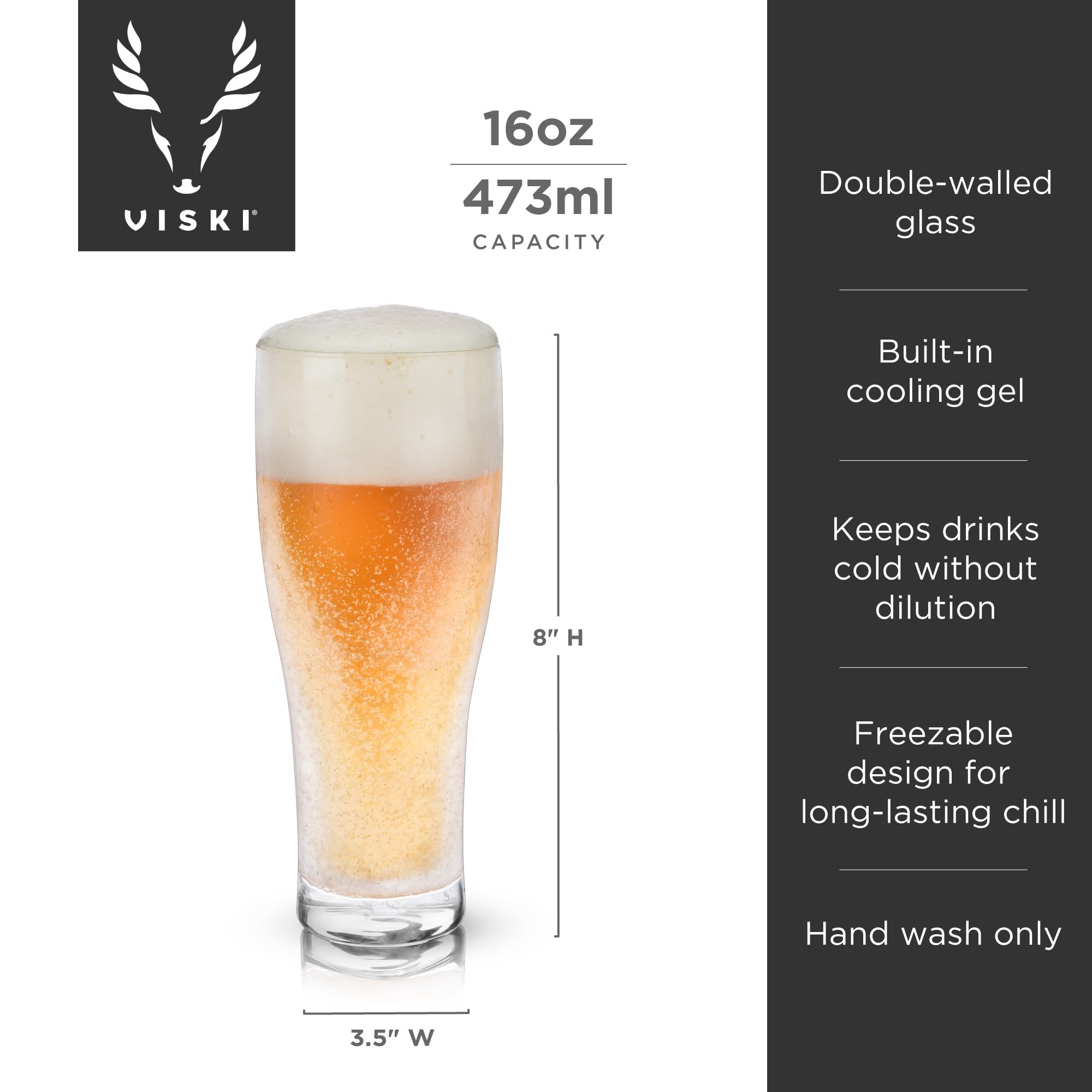Viski 7334 Raye effrayante à double paroi en verre de bière, DE COULEUR Multi