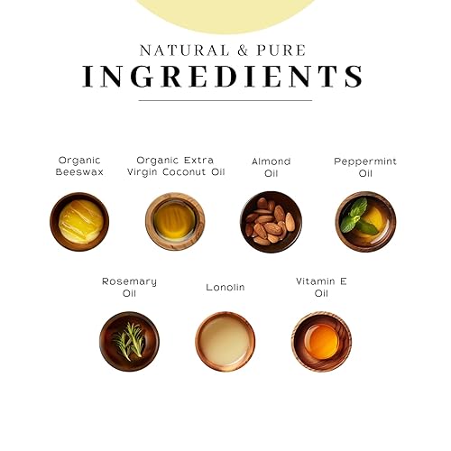 Miniatura 10 de Vanman's - Bálsamo labial de cera de abeja de menta - Paquete de 3 - Bálsamo labial orgánico con romero, almendras, menta y aceite de coco -