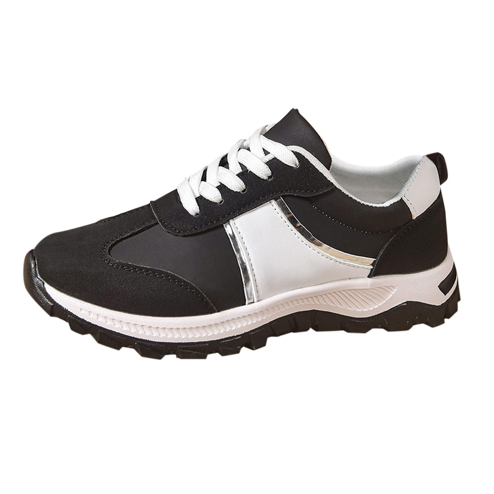Zapatillas de correr para mujer, extraanchas, con plataforma y cordones