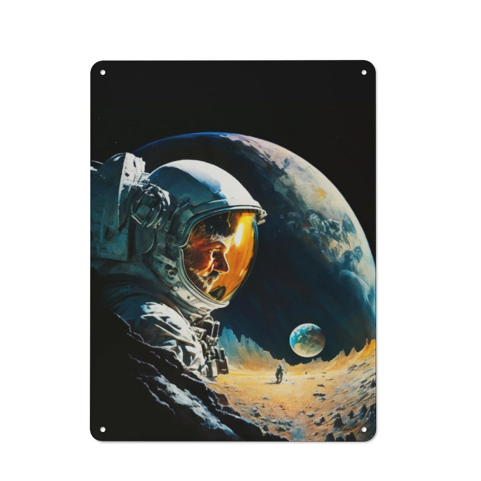 Junmoney Astronomy On The Moon Garden Style Tin Sign 40X30cm, Porch Wall Decor For Patio Bar, Workshop, Shed Or Kitchen
