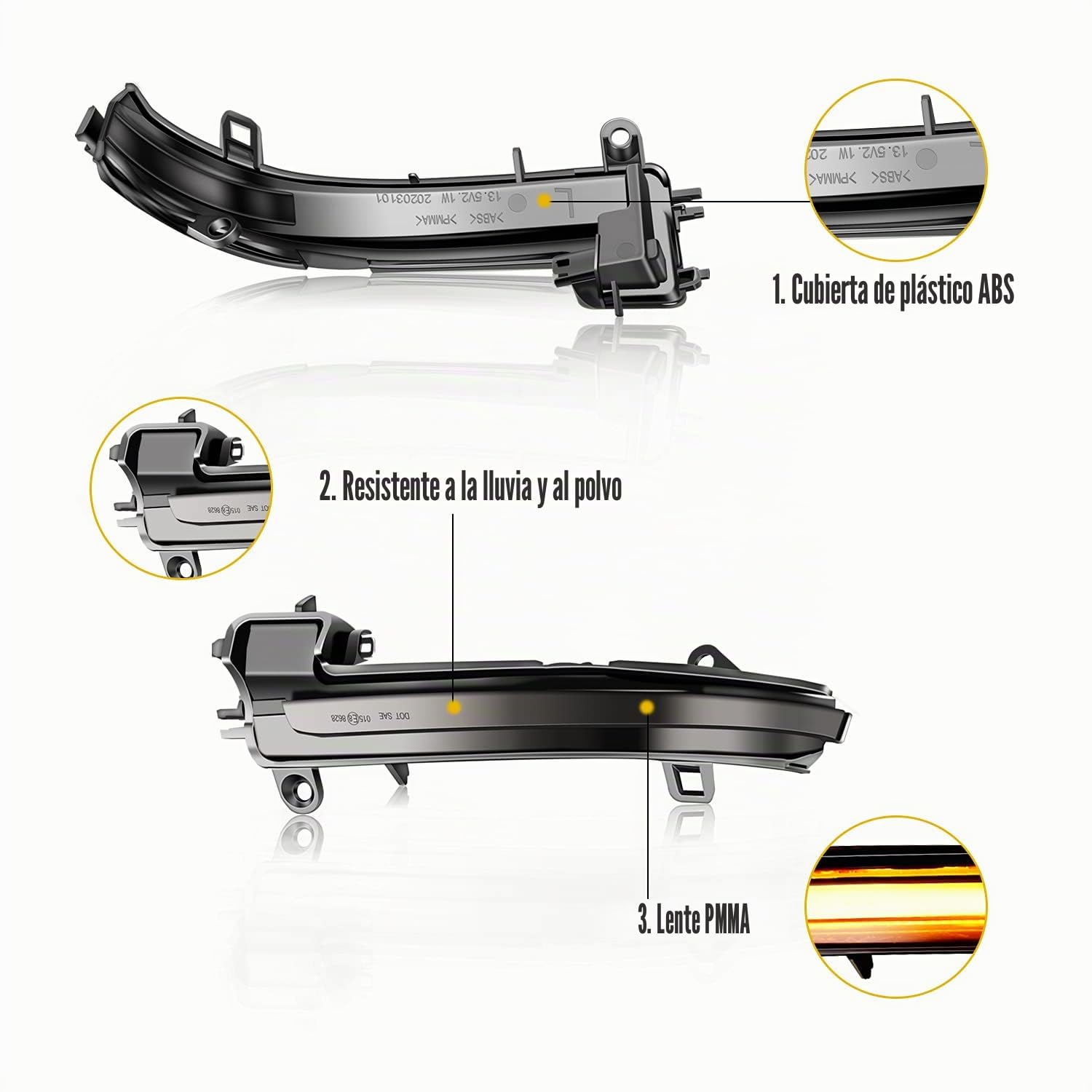 WinPower LED Dinámica Luces señal giro Indicador de espejo retrovisor Espejo lateral Intermitente Compatible con BMW F20 F21 F22 F23 F30 F31 F34 F32 E84, 2 Piezas