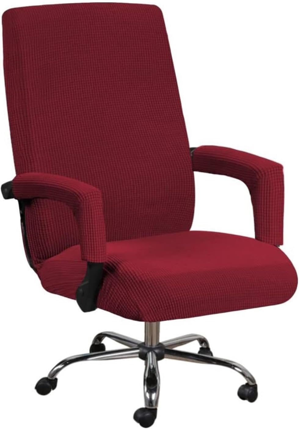 Thickened Fleece Office Chair Slipcovers - Stretch Spandex Armrest Covers, Stain-Resistant & Thermal Computer Chair Protector for Home/Office(Navy Blue,L with Armrest Cover)