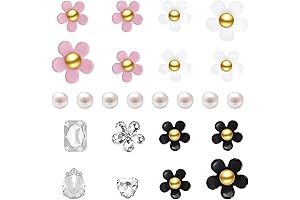 Shoe Charms 24PC Flower Charms with Crystal Rhinestone Pearl Shoe Decoration Charms...