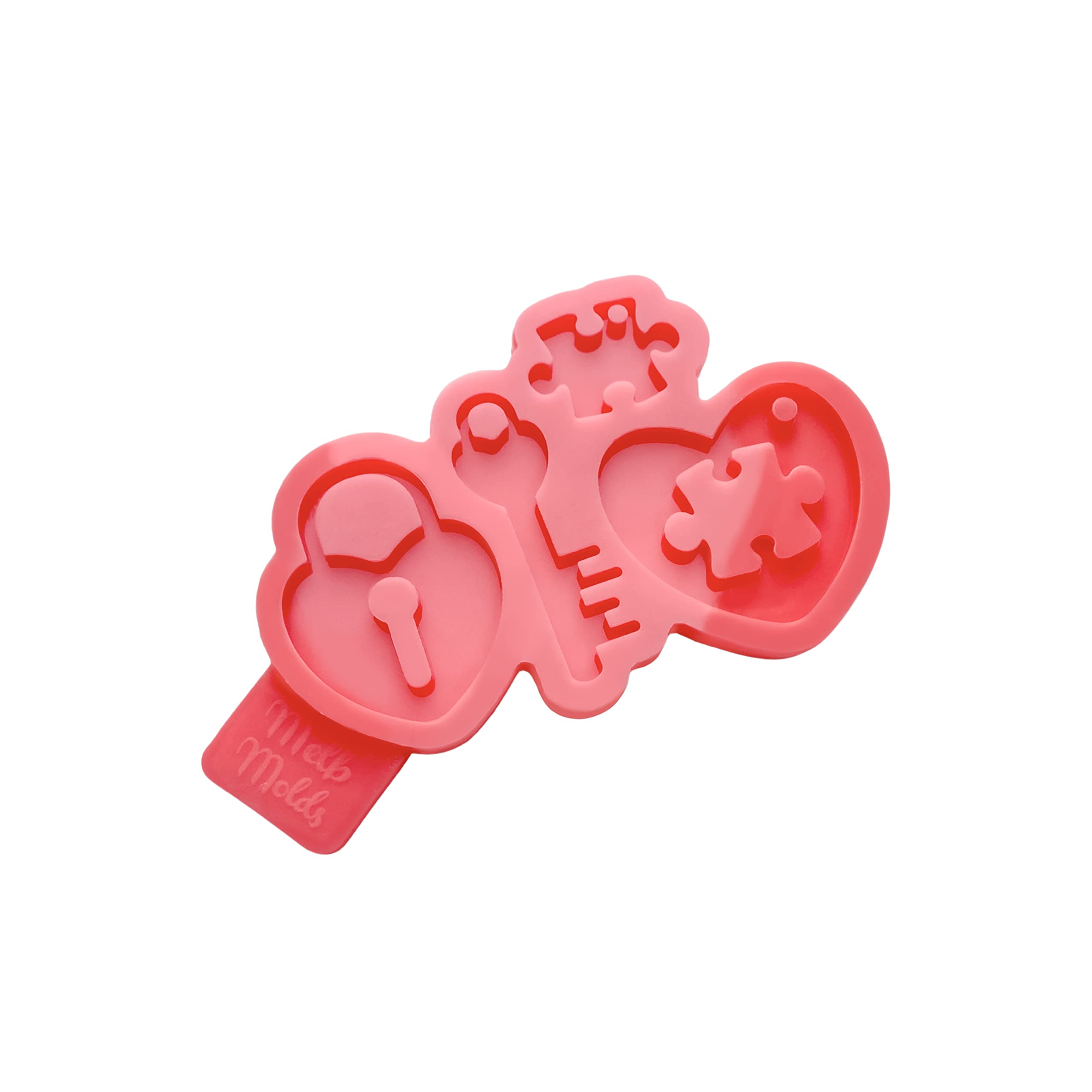 Moule en silicone pour cadenas clé cœur résine époxy porte-clés puzzle Saint-Valentin