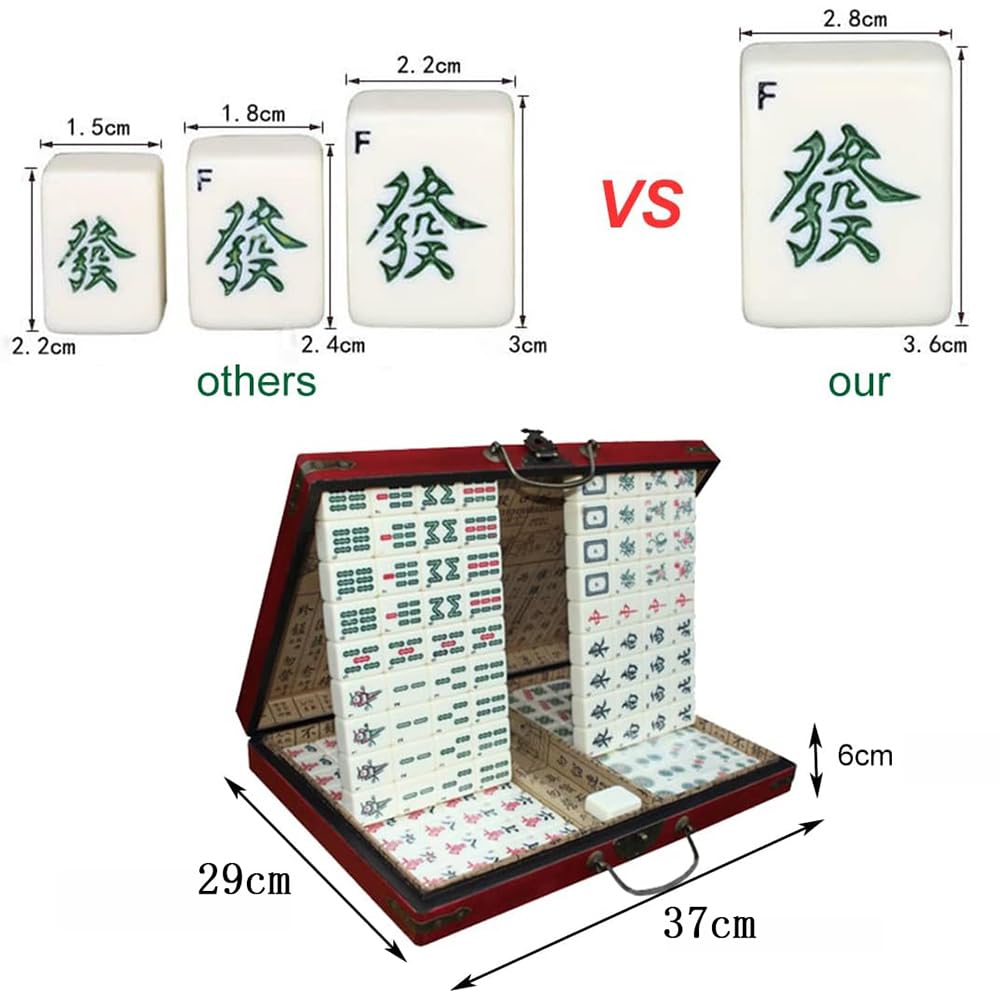 Générique Mahjong Chinois Traditionnel, Portable, 4 Joueurs, 144 Tuiles, Jeu de Société pour Adultes, Maison, Chine Ancienne, Âge 15