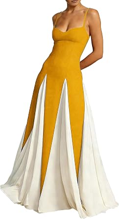Womens Spaghetti Straps Maxi Dress Elegant Pleated Formal Sleeveless Flowy Wedding Guest Dresses