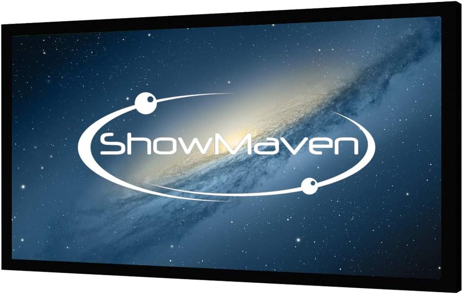 ShowMaven 100in Fixed Frame Projector Screen, Diagonal 16:9, Active 3D 4K Ultra HD Projector Screen for Home Theater or Office (16:9, 100")